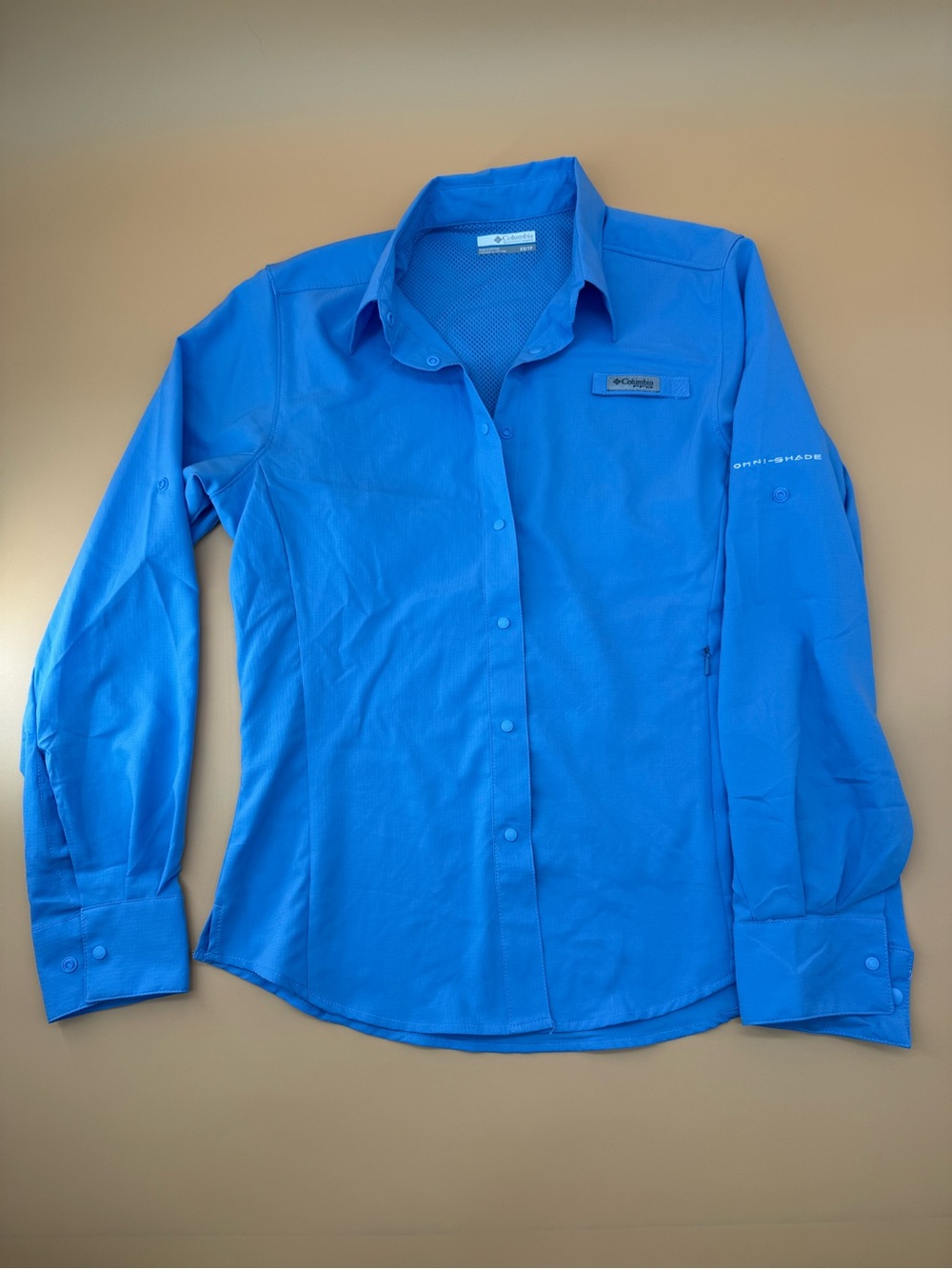 Columbia PFG Omni Shade Long Sleeve Fishing Hiking Lightweight Shirt Blue